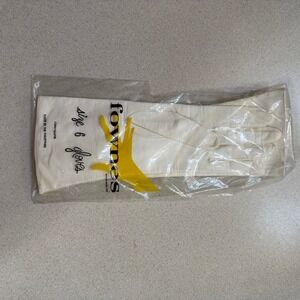 Vintage Fownes Cream Leather Gloves Size 6 Mid Length Formal Opera Dress Gloves